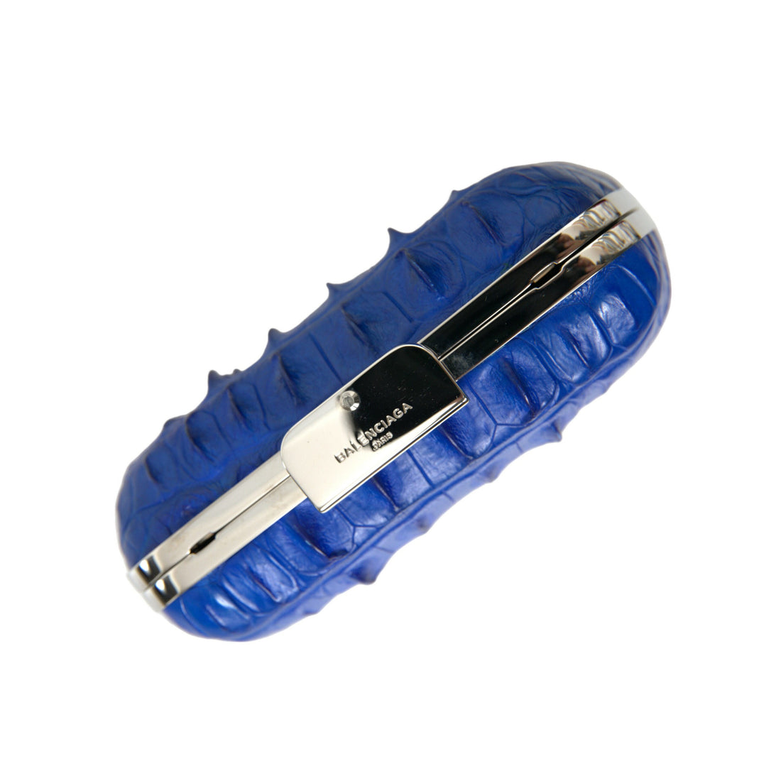 Balenciaga Electric Blue Crocodile Skin Clutch