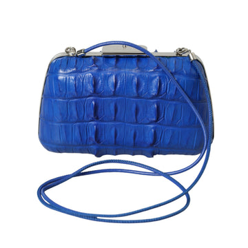 Balenciaga Electric Blue Crocodile Skin Clutch