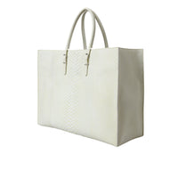 Balenciaga Chic Python Leather Tote in White & Yellow