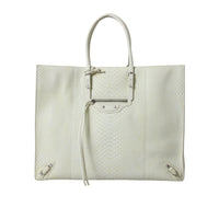 Balenciaga Chic Python Leather Tote in White & Yellow