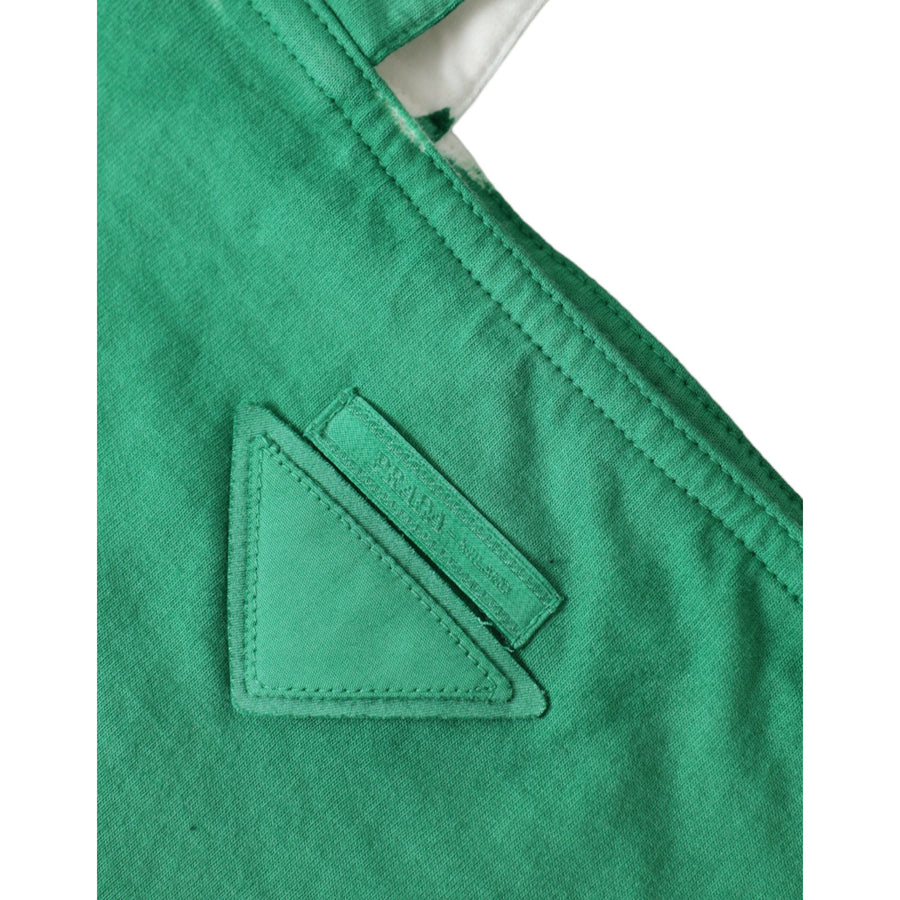 Prada Elegant Green Fabric Tote Bag