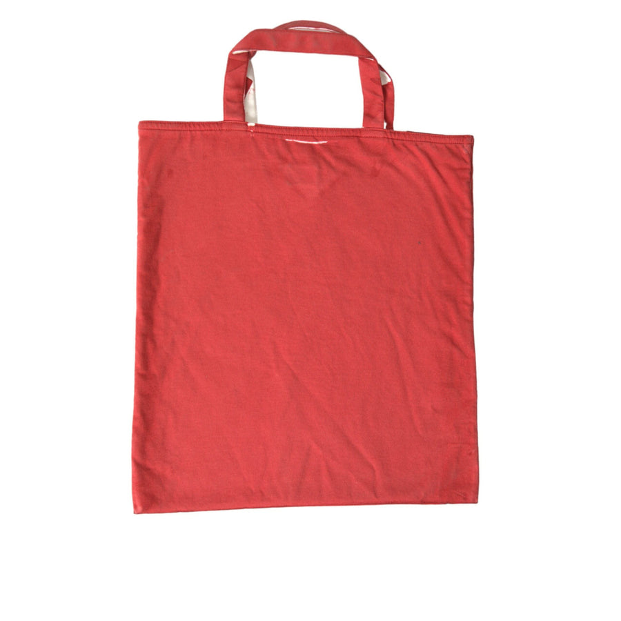 Prada Chic Red and White Fabric Tote Bag