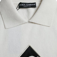 Dolce & Gabbana White DG Logo Collared Henley Shirt T-shirt