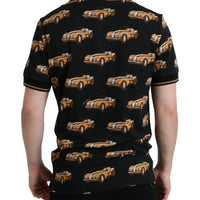 Dolce & Gabbana Black Car Print Short Sleeve Polo T-shirt