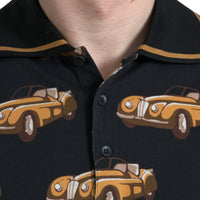 Dolce & Gabbana Black Car Print Short Sleeve Polo T-shirt