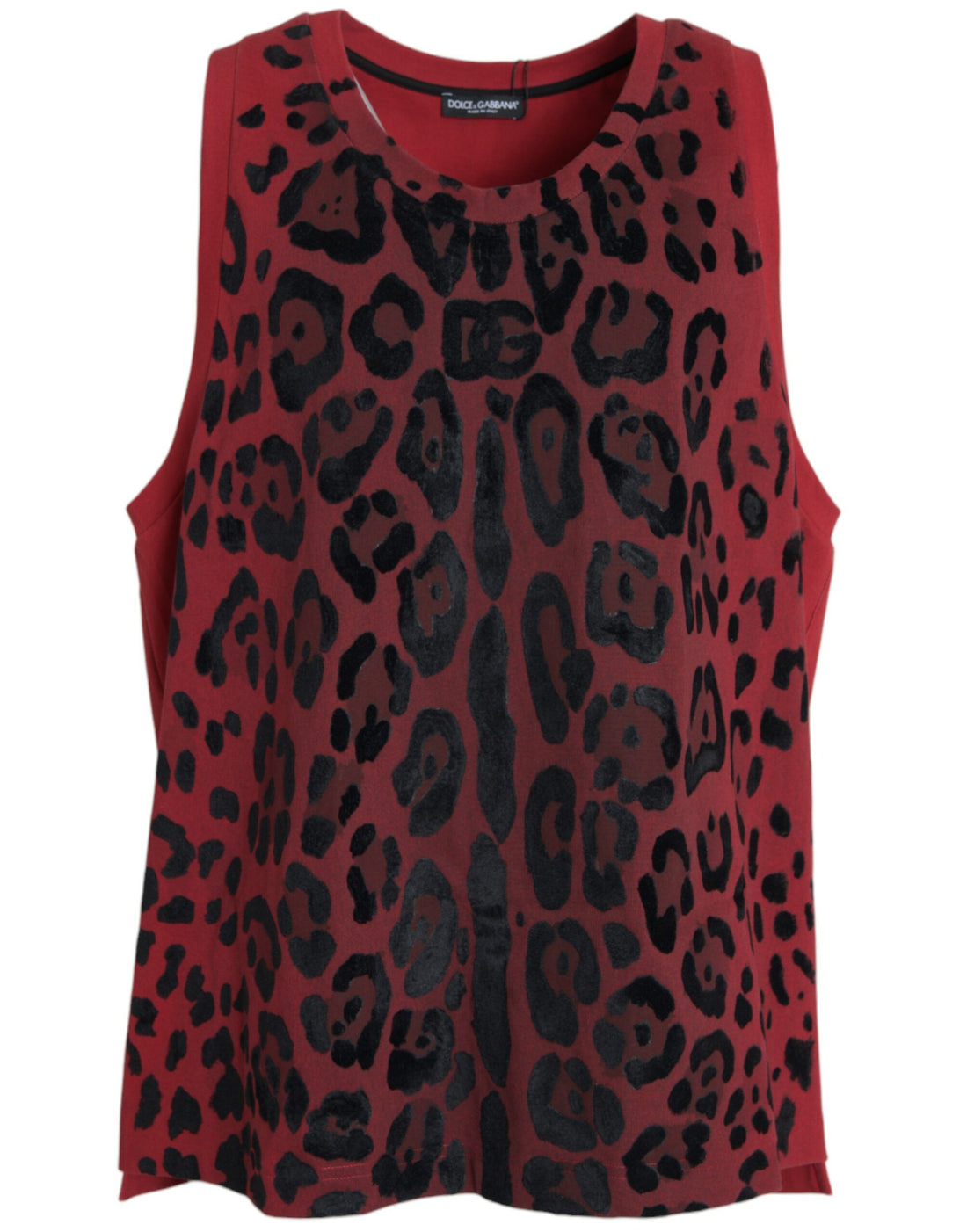 Dolce & Gabbana Red Leopard Print Sleeveless Tank T-shirt