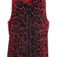 Dolce & Gabbana Red Leopard Print Sleeveless Tank T-shirt