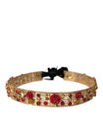 Dolce & Gabbana Gold Brass Red Roses Crystal Jewel Waist Belt