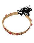 Dolce & Gabbana Gold Brass Red Roses Crystal Jewel Waist Belt