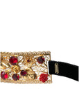 Dolce & Gabbana Gold Brass Red Roses Crystal Jewel Waist Belt