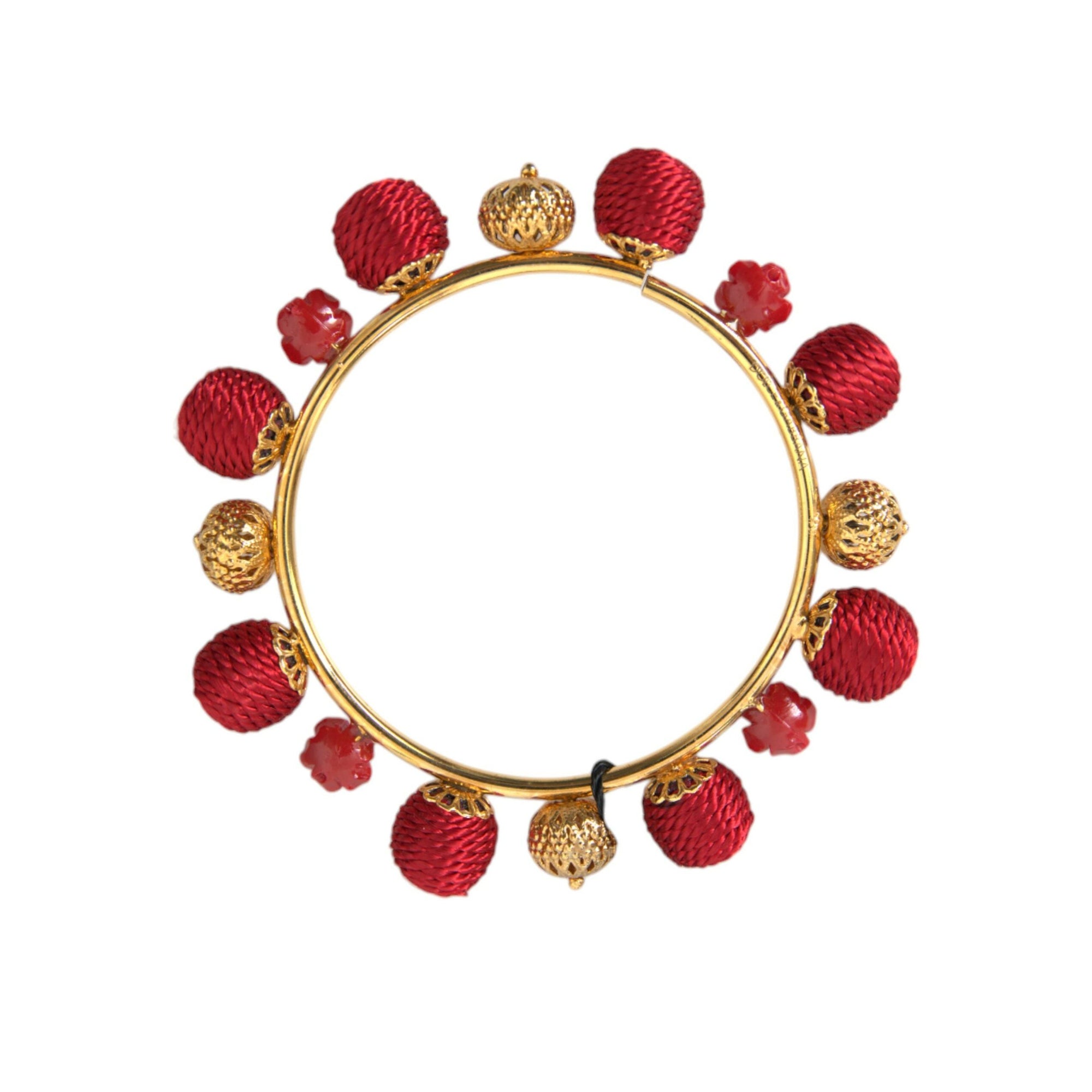 Dolce &amp; Gabbana Gold Brass Red RUNWAY Sicilia Natale Roses Bracelet