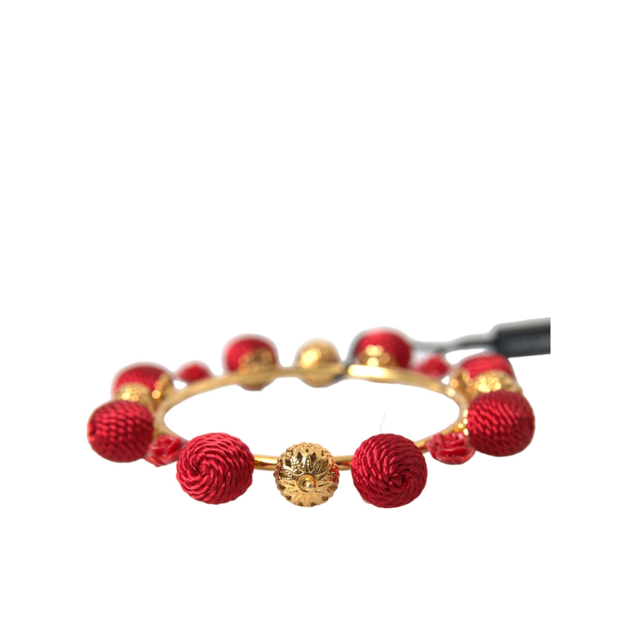 Dolce &amp; Gabbana Gold Brass Red RUNWAY Sicilia Natale Roses Bracelet