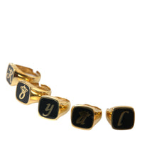 Dolce & Gabbana Gold Brass ROYAL Enamel Set of 5 Ring