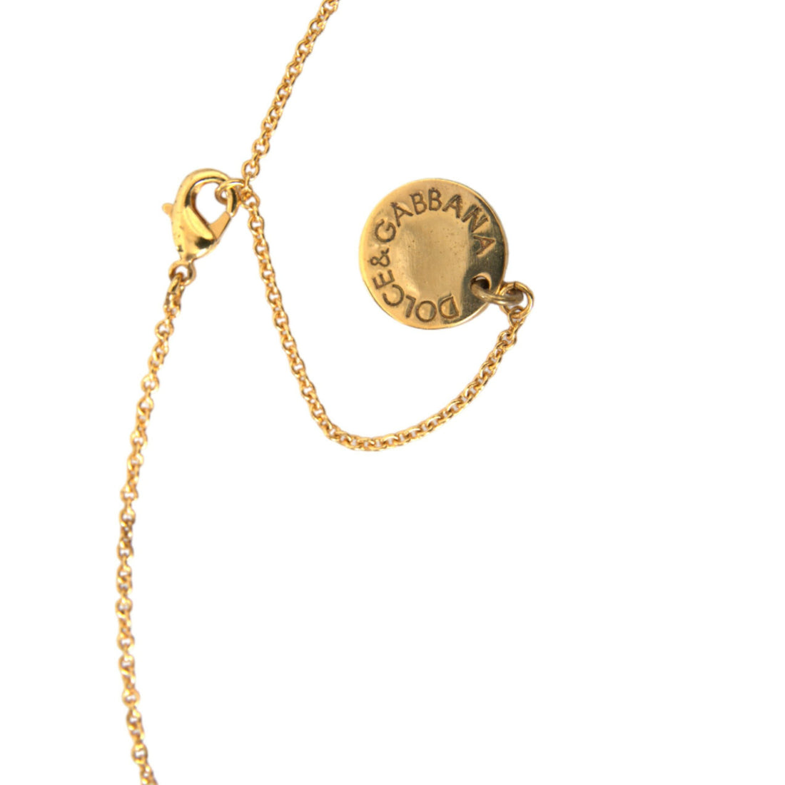 Dolce & Gabbana Gold Brass Chain Dog Heart Pendant Charm Necklace