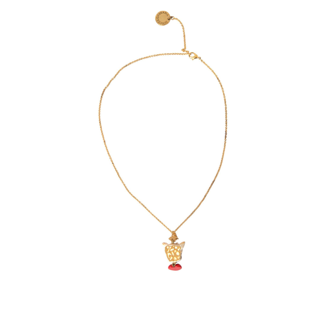 Dolce & Gabbana Gold Brass Chain Dog Heart Pendant Charm Necklace