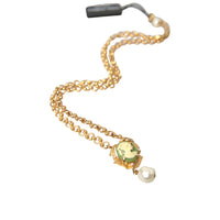 Dolce & Gabbana Gold Brass Chain Pearl Pendant Charm Necklace