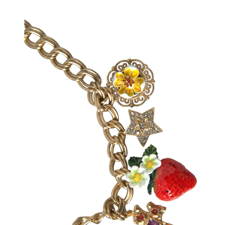 Dolce & Gabbana Gold Chain Rose Cross Strawberry Star Pendant Necklace