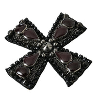 Dolce & Gabbana Black Crystals Embellished Cross Pin Brooch