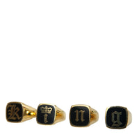 Dolce & Gabbana Gold Brass KING Enamel Set of 4 Ring