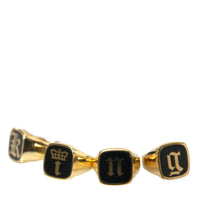 Dolce & Gabbana Gold Brass KING Enamel Set of 4 Ring