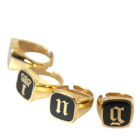 Dolce & Gabbana Gold Brass KING Enamel Set of 4 Ring