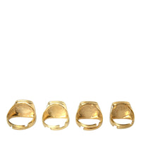 Dolce & Gabbana Gold Brass KING Enamel Set of 4 Ring