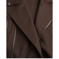 Dolce & Gabbana Brown Coat Short Biker Wool Jacket