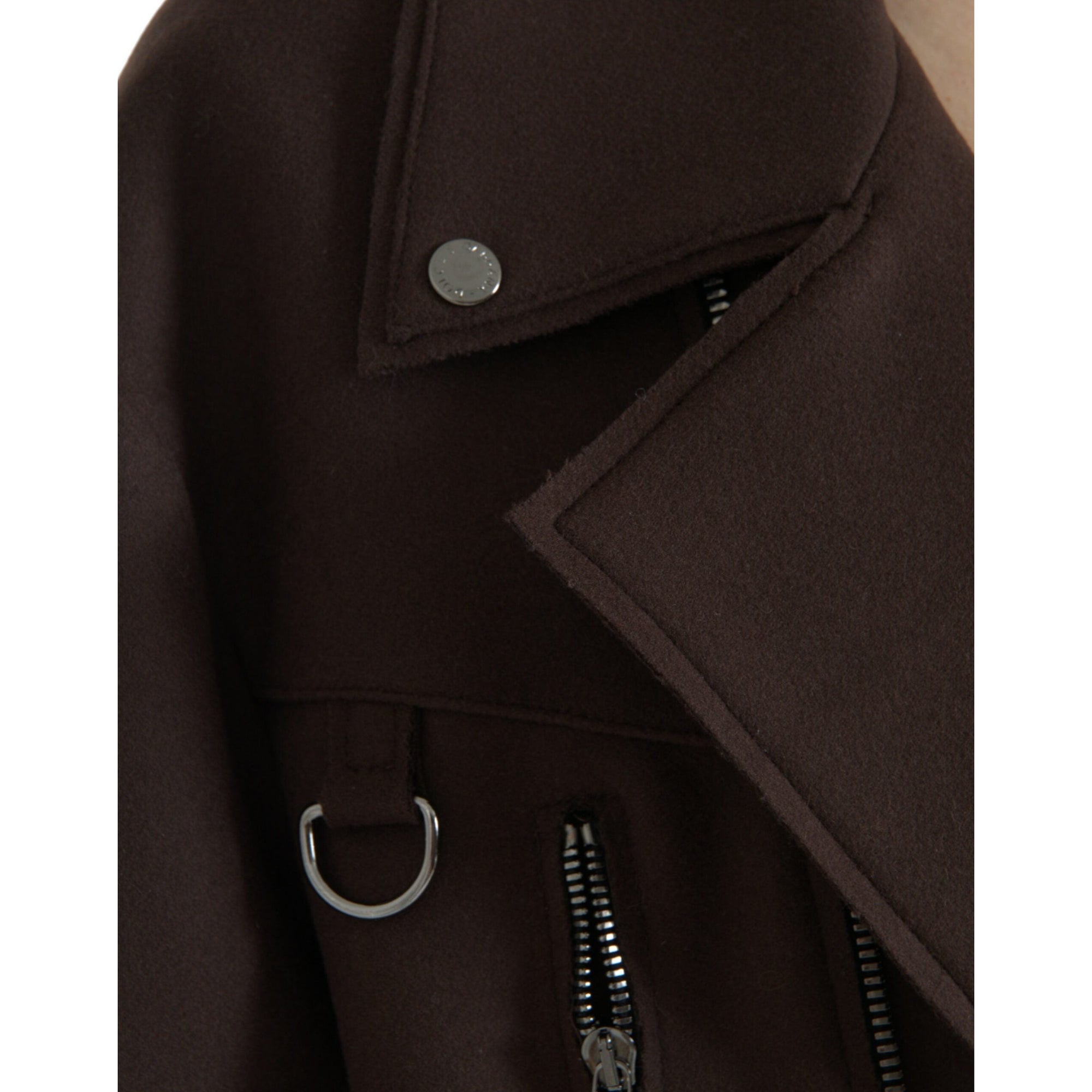 Dolce &amp; Gabbana Brown Coat Short Biker Wool Jacket
