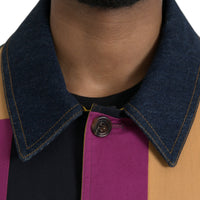 Dolce & Gabbana Multicolor Patchwork Cotton Collared Jacket