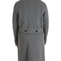 Dolce & Gabbana Gray Double Trench Coat Cashmere Jacket