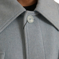 Dolce & Gabbana Light Blue Wool Button Trench Coat Jacket