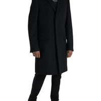 Dolce & Gabbana Black Wool Cashmere Trench Coat Jacket