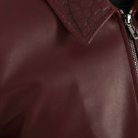 Dolce & Gabbana Maroon Exotic Leather Zip Biker Coat Jacket