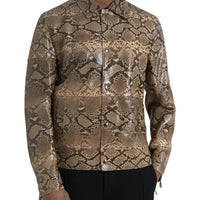 Dolce & Gabbana Beige Exotic Leather Biker Blouson Jacket