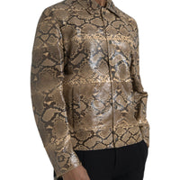 Dolce & Gabbana Beige Exotic Leather Biker Blouson Jacket