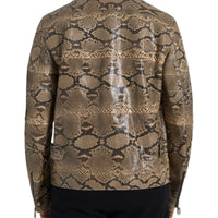 Dolce & Gabbana Beige Exotic Leather Biker Blouson Jacket