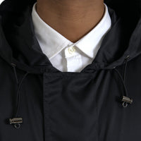 Dolce & Gabbana Black Polyester Hooded Long Windbreaker Jacket