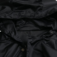 Dolce & Gabbana Black Polyester Hooded Long Windbreaker Jacket