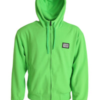 Dolce & Gabbana Neon Green Hooded Full Zip Top Sweater