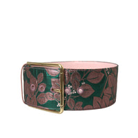 Dolce & Gabbana Multicolor Floral Jacquard Lurex Gold Buckle Belt