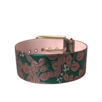 Dolce & Gabbana Multicolor Floral Jacquard Lurex Gold Buckle Belt