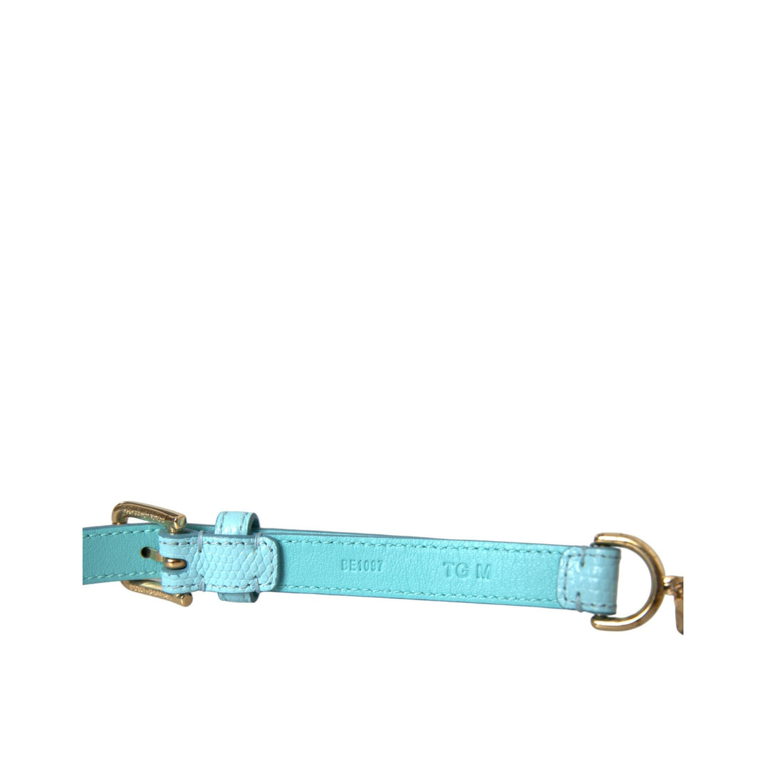 Dolce & Gabbana Light Blue Leather Crystal Chain Waist Belt