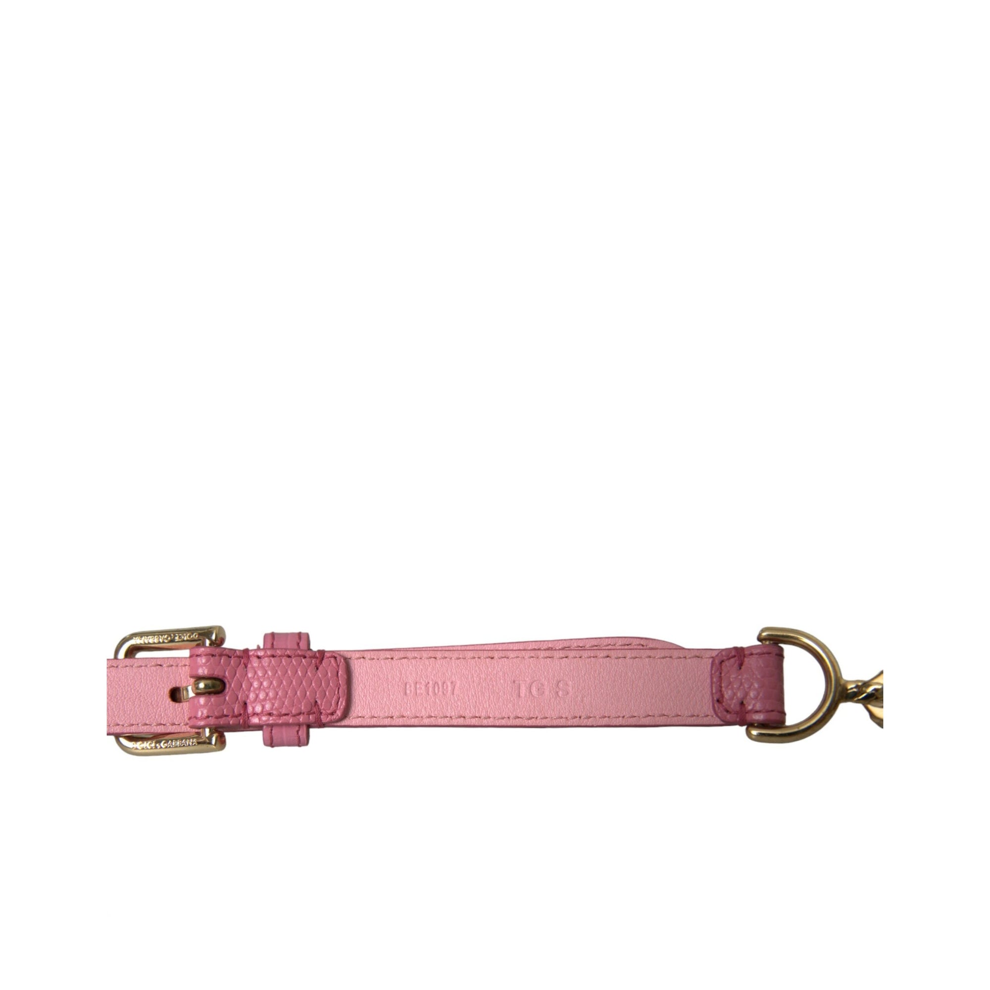 Dolce &amp; Gabbana Pink Leather Crystal Chain Embellished Belt