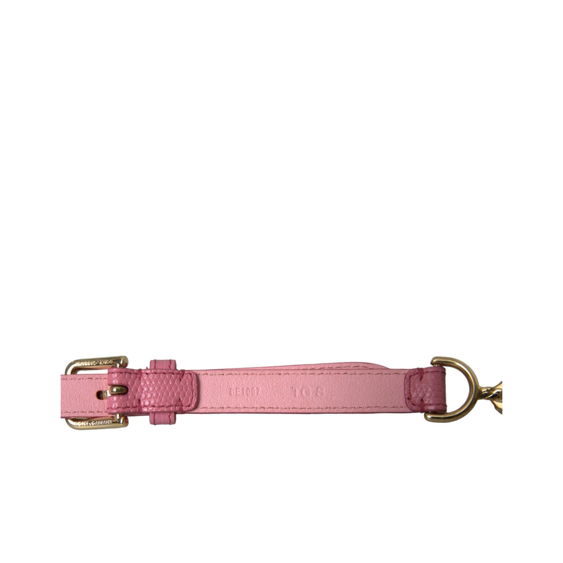 Dolce & Gabbana Pink Leather Crystal Chain Embellished Belt