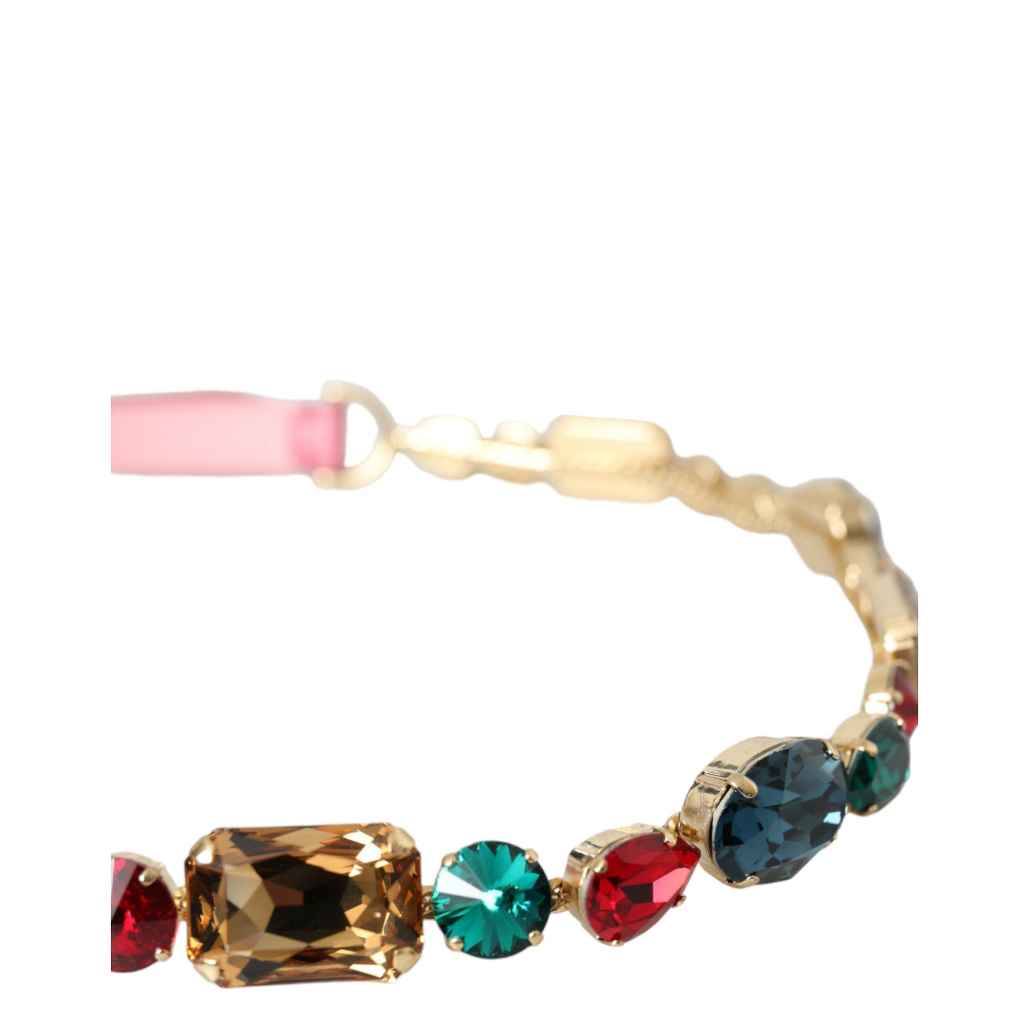 Dolce &amp; Gabbana Pink Leather Crystal Chain Embellished Belt