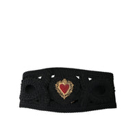 Dolce & Gabbana Black Canvas Embellished Waist Women Belt