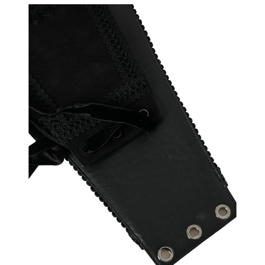 Dolce & Gabbana Black Canvas Embellished Waist Women Belt