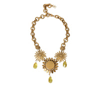 Dolce & Gabbana Gold Tone Brass Sunflower Crystal Embellished Necklace