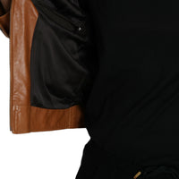 Dolce & Gabbana Brown Lamb Leather Full Zip Blouson Jacket