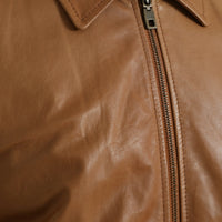 Dolce & Gabbana Brown Lamb Leather Full Zip Blouson Jacket